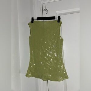 Missguided + Sparkling Sequin Tank Top - Light Green